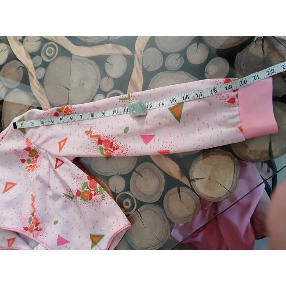 Vintage Maxi Dress and Matching Shrug Jacket Set 1960s Mod Geometric Floral Pink - Picture 14 of 15